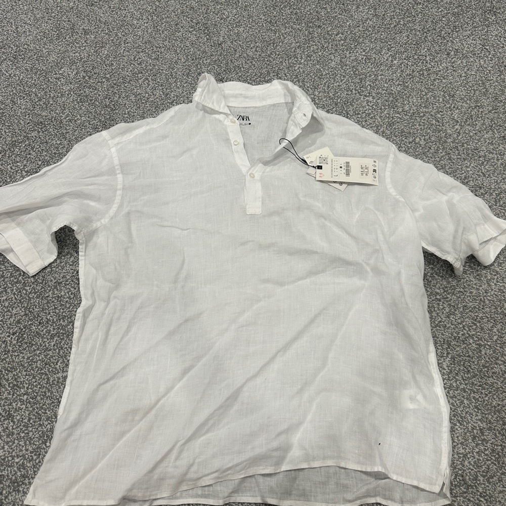 Zara White Casual Button Down Shirt